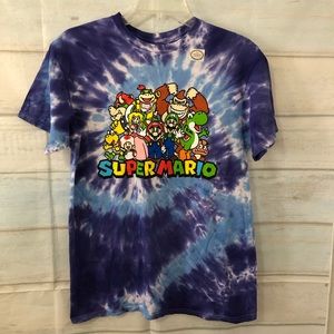 Nintendo Super Mario Bros Tie Dye T-shirt Purple Blue Size Medium